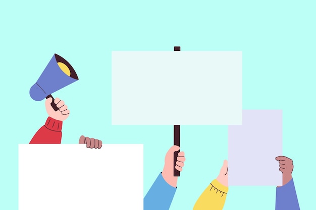 Illustrazione disegnata a mano di Kid Hand with Placard