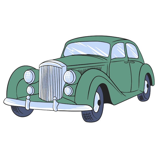 Illustrazione disegnata a mano di Retro Car