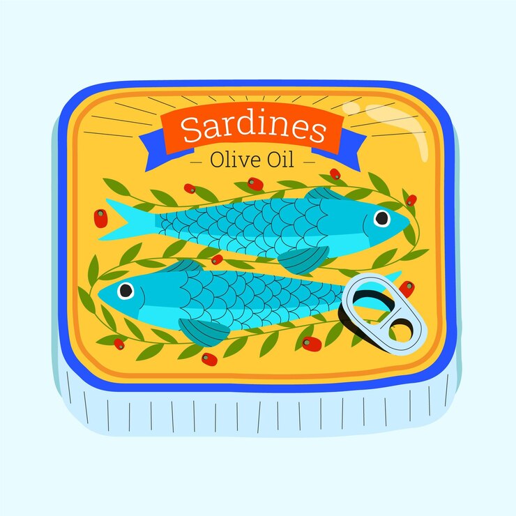 Vettore illustrazione disegnata a mano di sardine