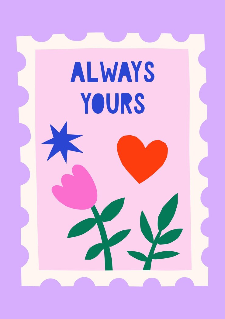 Vettore illustrazione disegnata a mano di un tronco postale con fiori heart star carta vettoriale del giorno di san valentino carina