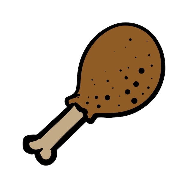 Illustrazione disegnata a mano di vettore di colore del bastone del tamburo di pollo
