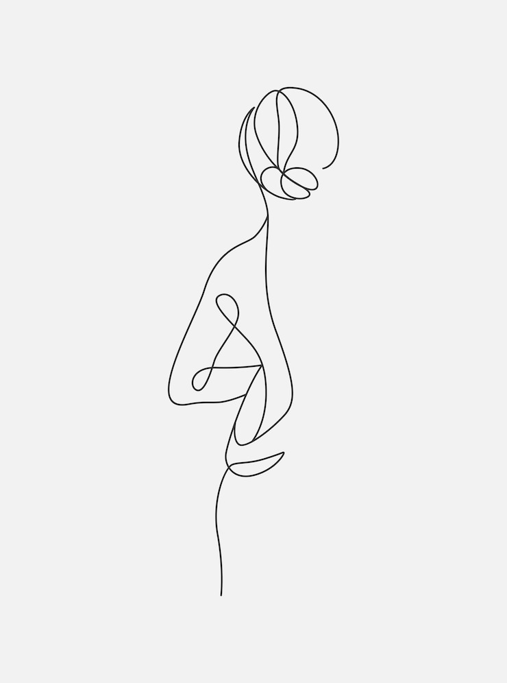 Vettore illustrazione disegnata a mano minima del bellissimo corpo femminile in stile una linea che disegna la linea arte femminile