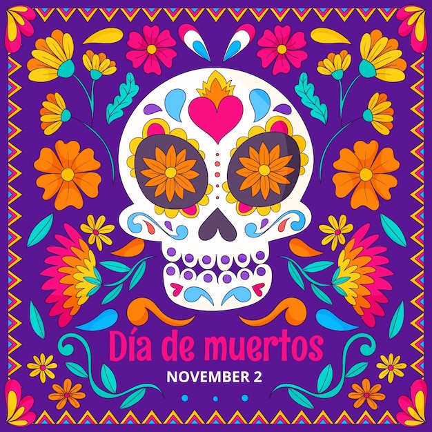 Illustrazione disegnata a mano per la celebrazione del dia de muertos