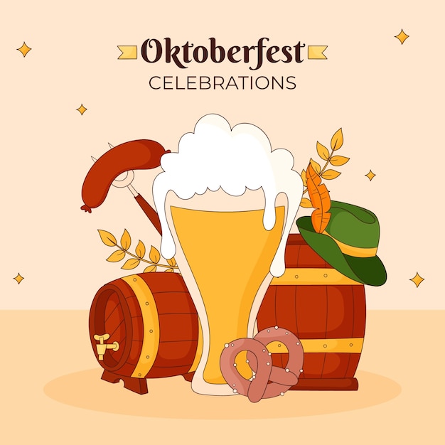 Illustrazione disegnata a mano per la celebrazione del festival della birra oktoberfest
