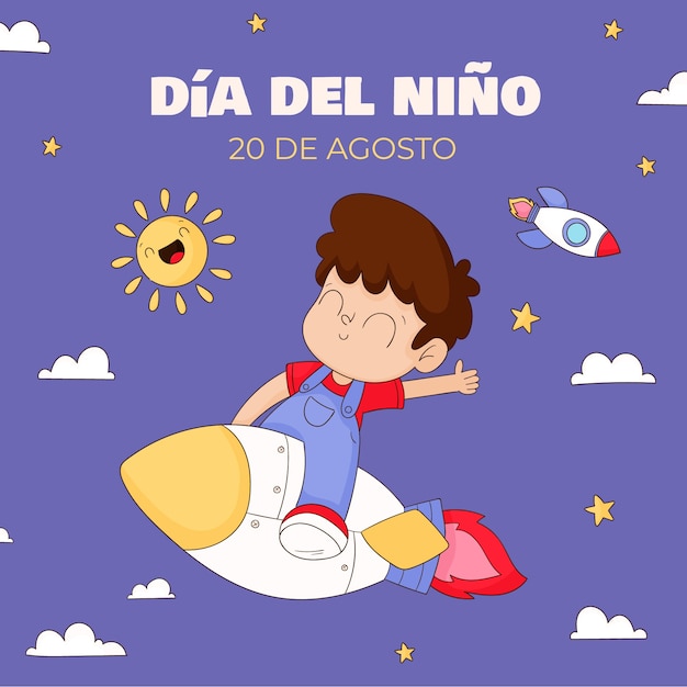 Illustrazione disegnata a mano per la celebrazione della festa dei bambini in spagnolo