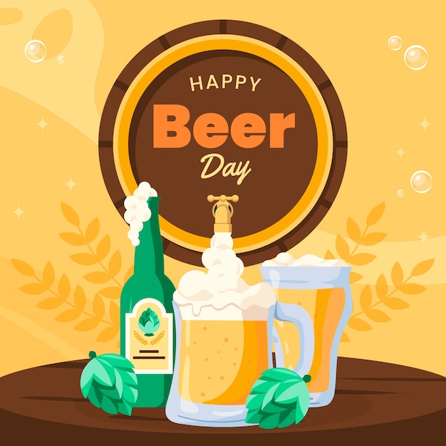 Illustrazione disegnata a mano per la celebrazione della giornata internazionale della birra