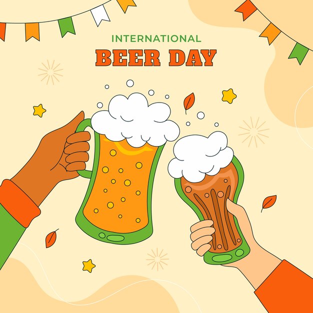 Illustrazione disegnata a mano per la celebrazione della giornata internazionale della birra
