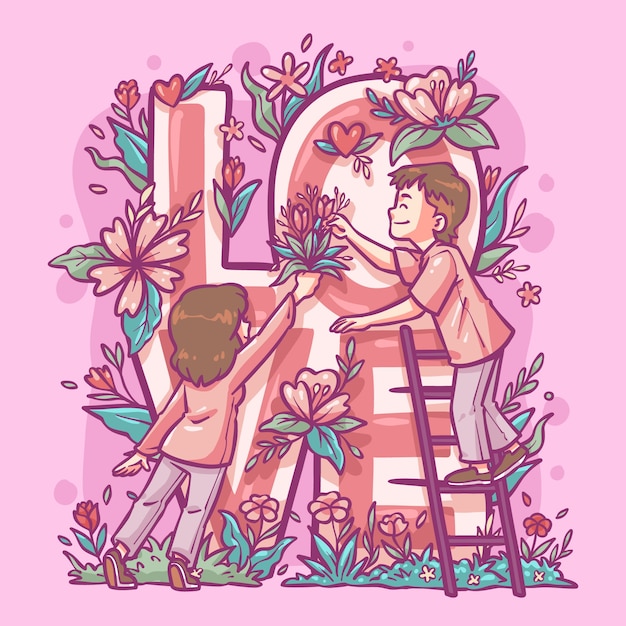Illustrazione disegnata a mano per la celebrazione di San Valentino