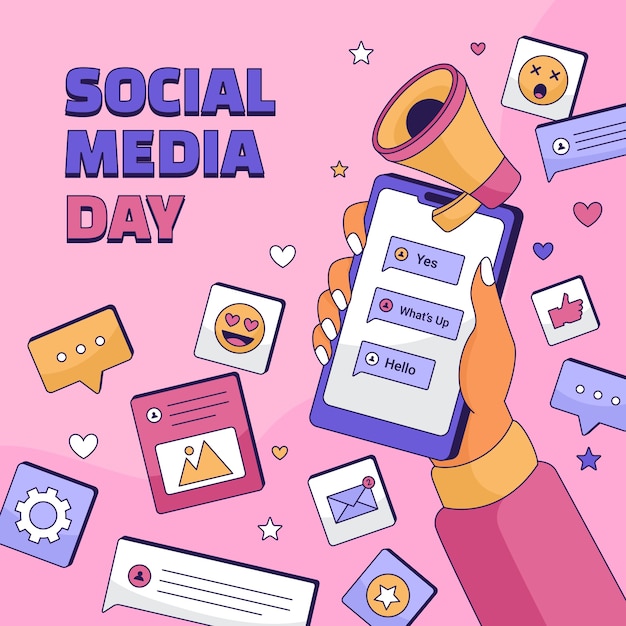 Illustrazione disegnata a mano per la giornata dei social media