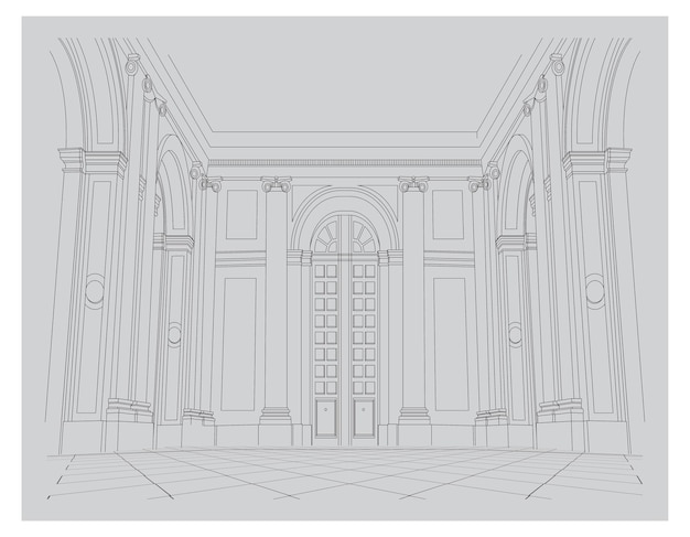 Illustrazione Disegno delle pareti interne del palazzo