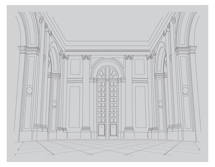 Illustrazione Disegno delle pareti interne del palazzo