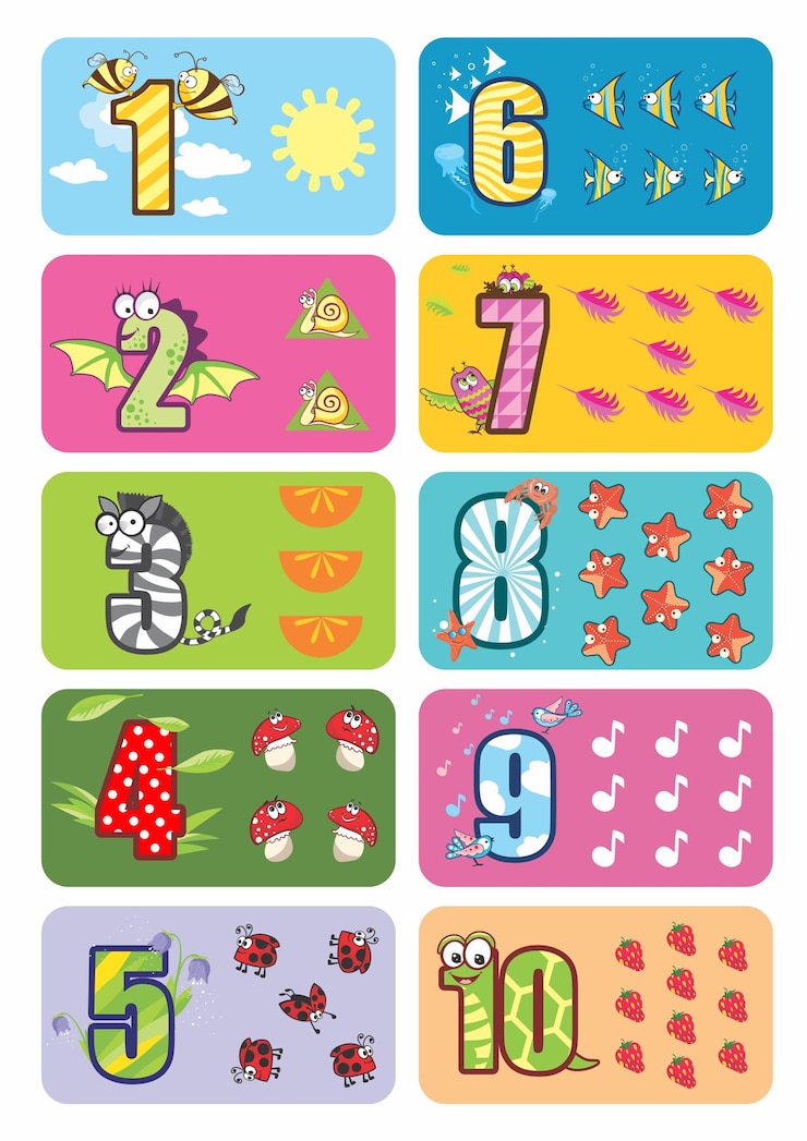 Vettore illustrazione divertente per bambini per contare da 1 a 10 con simpatici animali