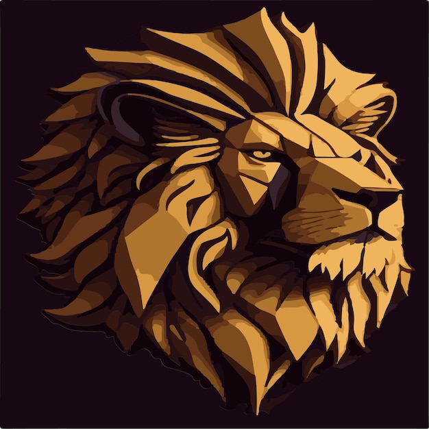Illustrazione e silhouette di una faccia di leone maschio