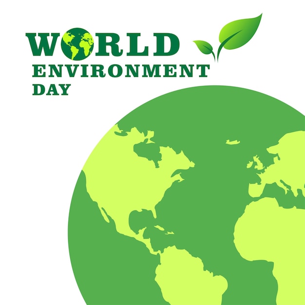 Illustrazione e testo di vettore di disegno di vettore di verde della giornata mondiale dell'ambiente