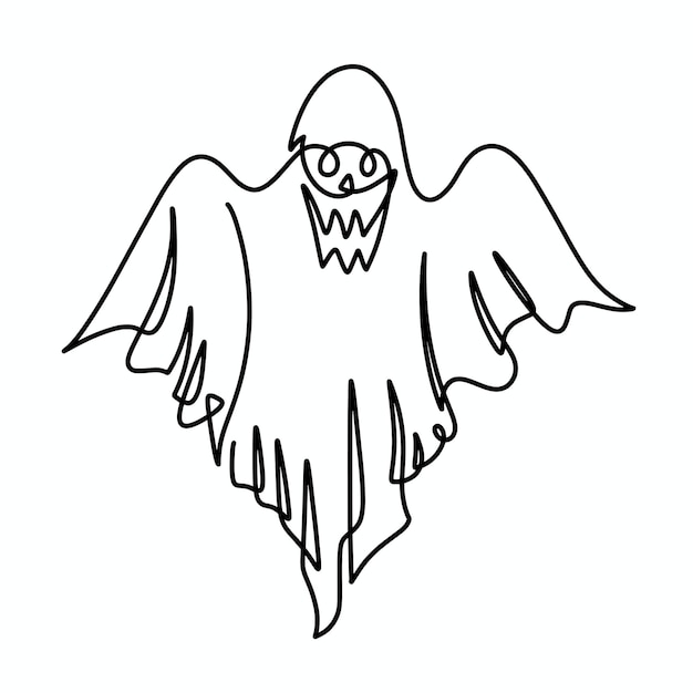 Illustrazione fantasma vettoriale continua su una riga