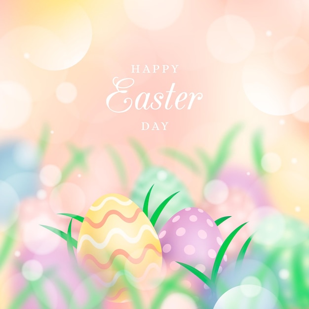 Illustrazione felice di giorno di pasqua con le uova e l'erba