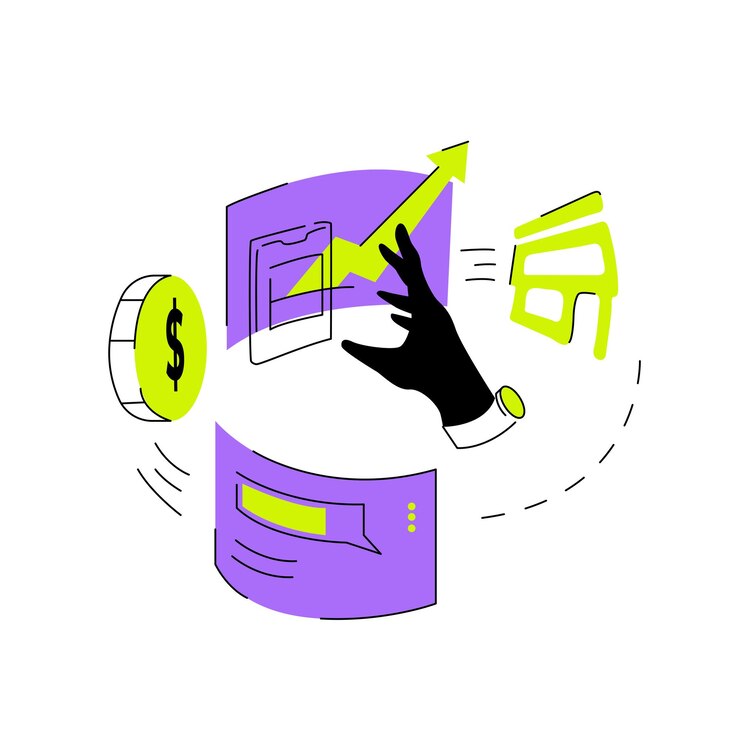 Illustrazione finanziaria con una grande grafica in Fintech