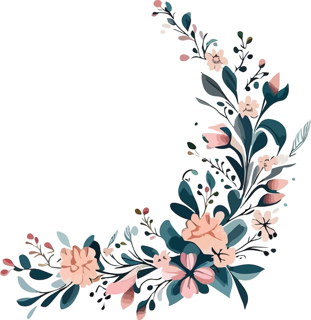 Illustrazione floreale della cornice d'angolo dell'acquerello