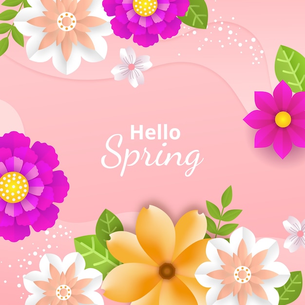 Illustrazione floreale in stile carta per la primavera