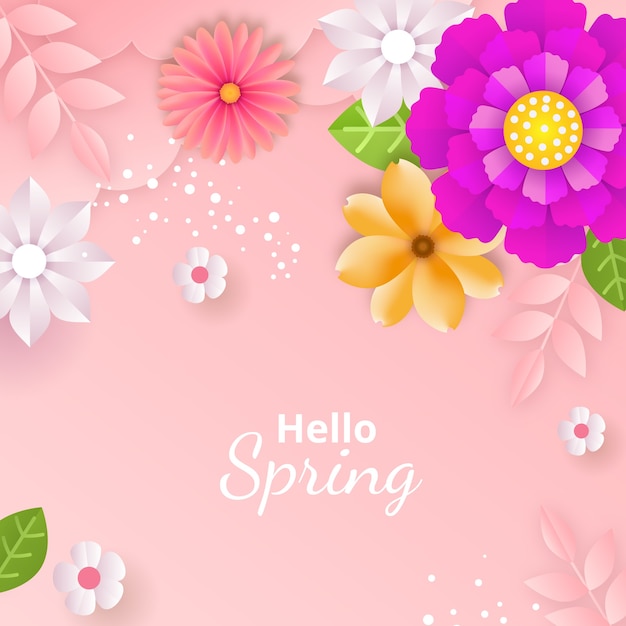Illustrazione floreale in stile carta per la primavera