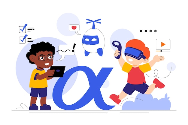 Illustrazione gen alfa disegnata a mano