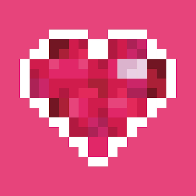 Illustrazione grafica di pixel art del cuore