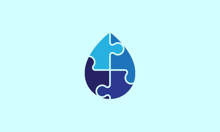 Illustrazione grafica vettoriale dell'icona del simbolo del logo del puzzle dell'acqua di goccia colorata