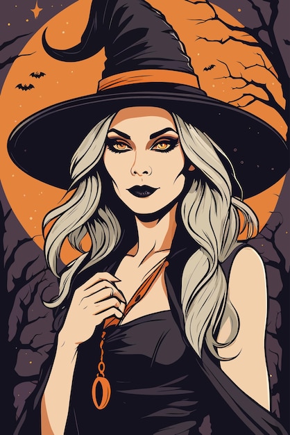 Illustrazione grafica vettoriale della strega di Halloween