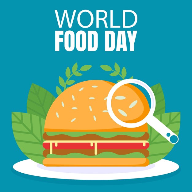 illustrazione grafica vettoriale di un hamburger visualizzata con una lente d'ingrandimento