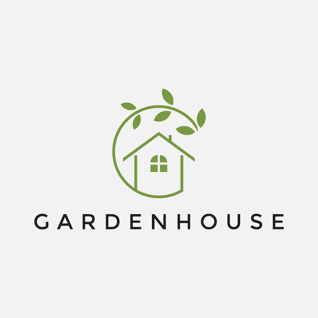 Illustrazione grafica vettoriale house leaf circle logo design