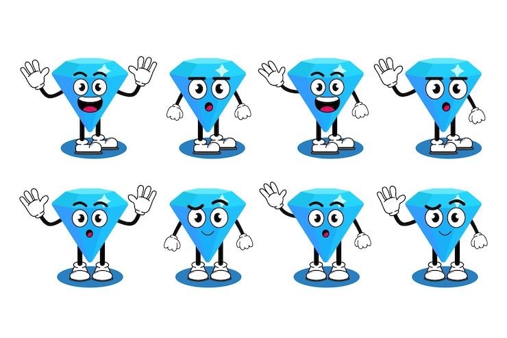 Illustrazione grafica vettoriale personaggio dei cartoni animati del simpatico diamante mascotte con posa