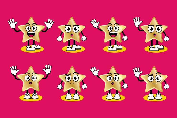 Illustrazione grafica vettoriale personaggio dei cartoni animati di carino mascotte stella d'oro con posa
