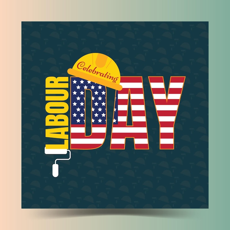 Vettore illustrazione gratuita del giorno del lavoro vettoriale con la bandiera americana