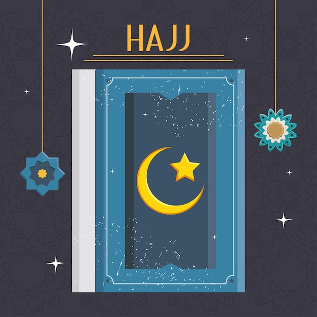 Illustrazione Hajj con sacro quran