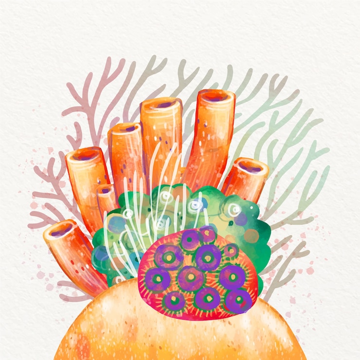 Vettore illustrazione in acquerello della giornata mondiale delle barriere coralline