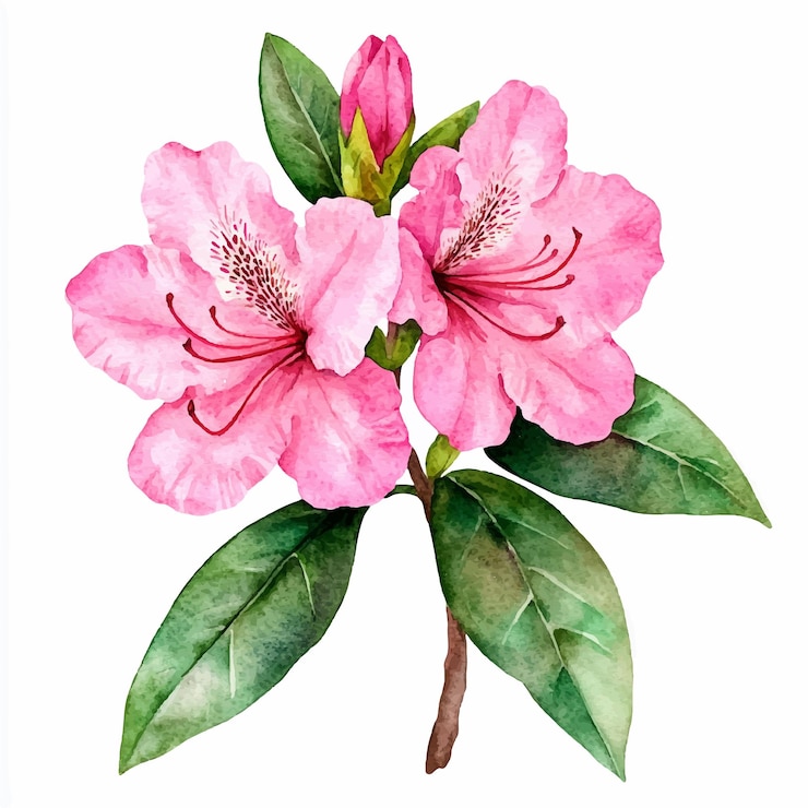 Vettore illustrazione in acquerello di azalea