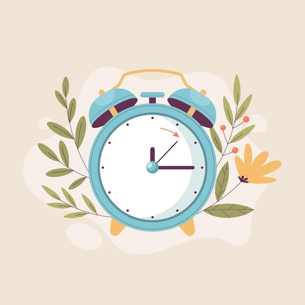 Illustrazione in avanti a molla piatta con orologio