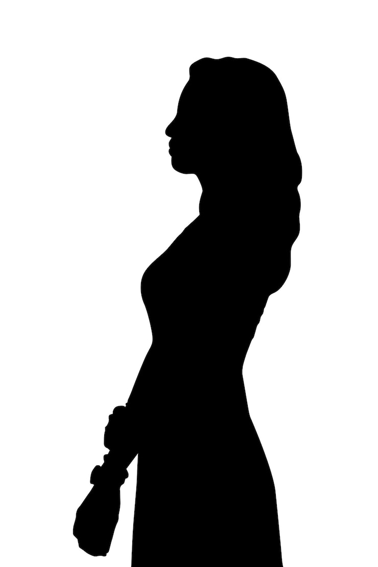 Vettore illustrazione in bianco e nero del modello della siluetta della donna
