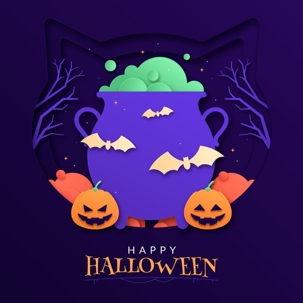 Illustrazione in stile carta per la celebrazione di Halloween