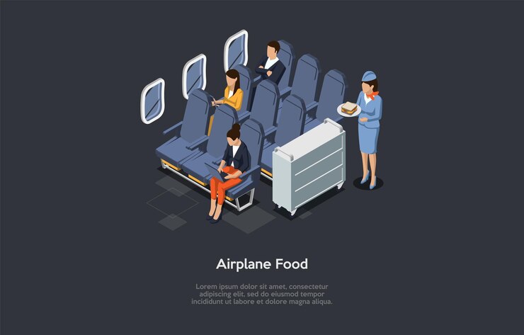 Vettore illustrazione in stile cartoon 3d. concetto di nutrizione dell'aeroplano.