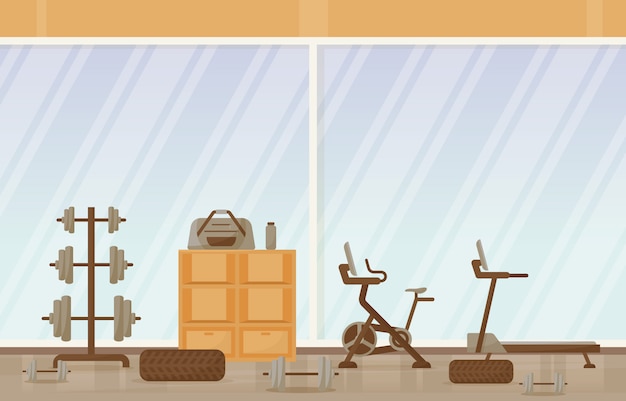 Illustrazione interna dell'attrezzatura di culturismo del peso di forma fisica del club di sport del centro della palestra