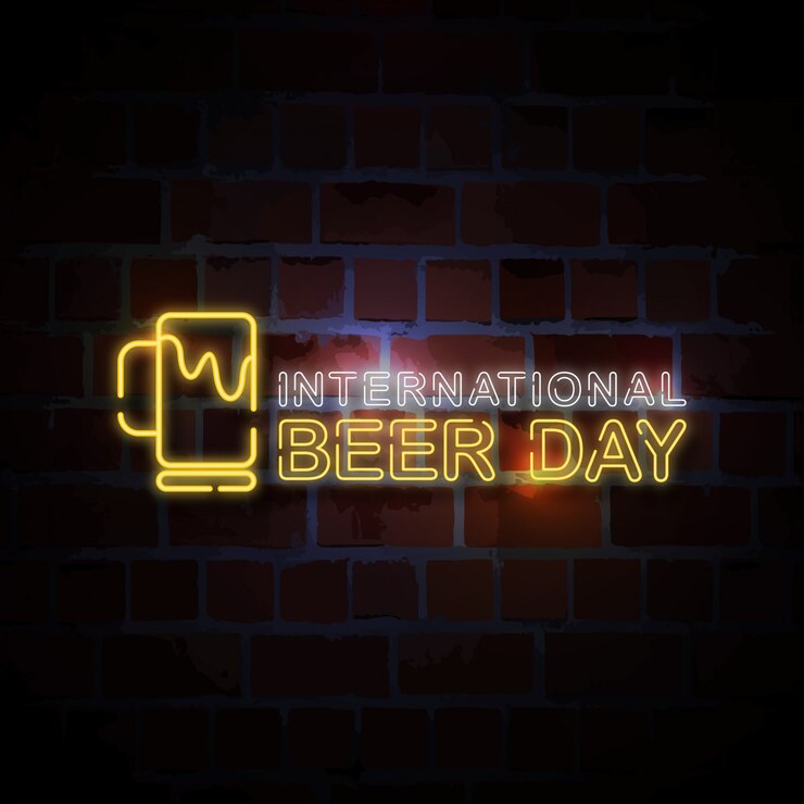 Vettore illustrazione internazionale del segno di stile al neon di giorno della birra
