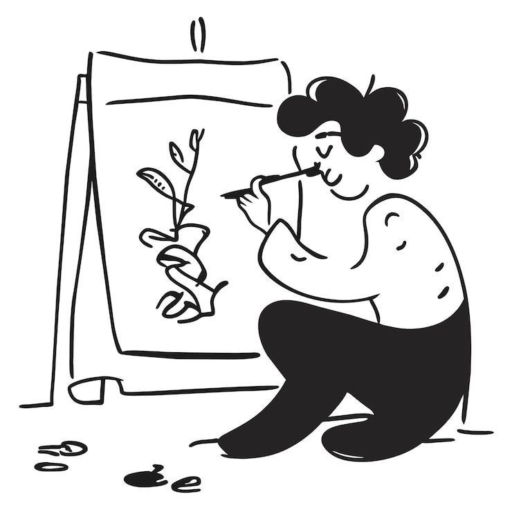 Vettore illustrazione isolata del concetto di icona dell'autoadesivo del fumetto disegnato a mano dell'artista di arte di linea