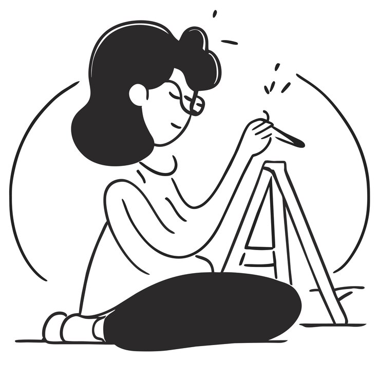 Vettore illustrazione isolata del concetto di icona dell'autoadesivo del fumetto disegnato a mano dell'artista di arte di linea