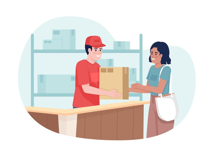Vettore illustrazione isolata del vettore 2d dell'ufficio postale locale