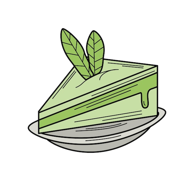 illustrazione isolata dell'icona della torta del dessert al tè matcha