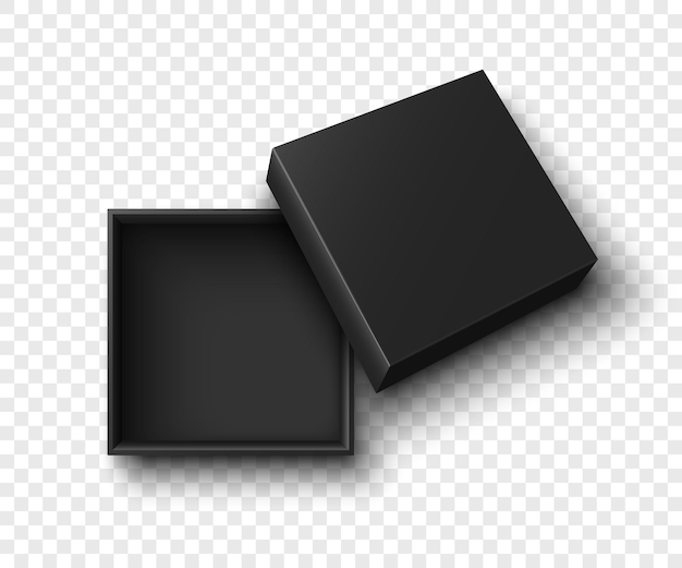 Illustrazione isolata scatola nera aperta