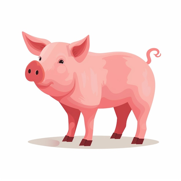 illustrazione isolata vettoriale di maiale animale da fattoria mammifero maiale domestico disegno di maiale bianco