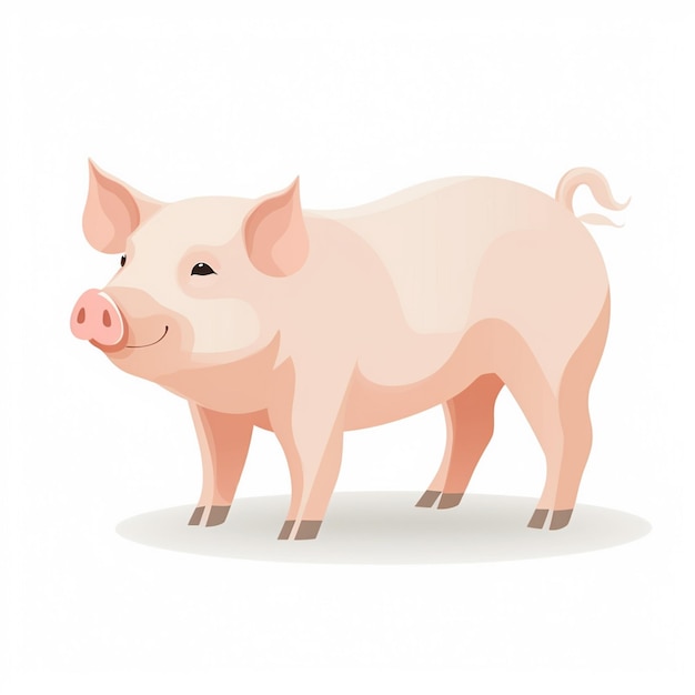 illustrazione isolata vettoriale di maiale animale da fattoria mammifero maiale domestico disegno di maiale bianco