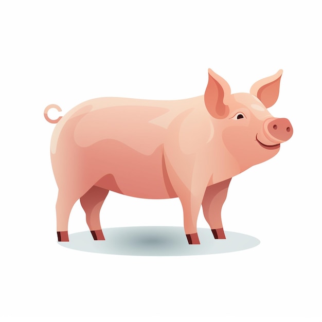 illustrazione isolata vettoriale di maiale animale da fattoria mammifero maiale domestico disegno di maiale bianco